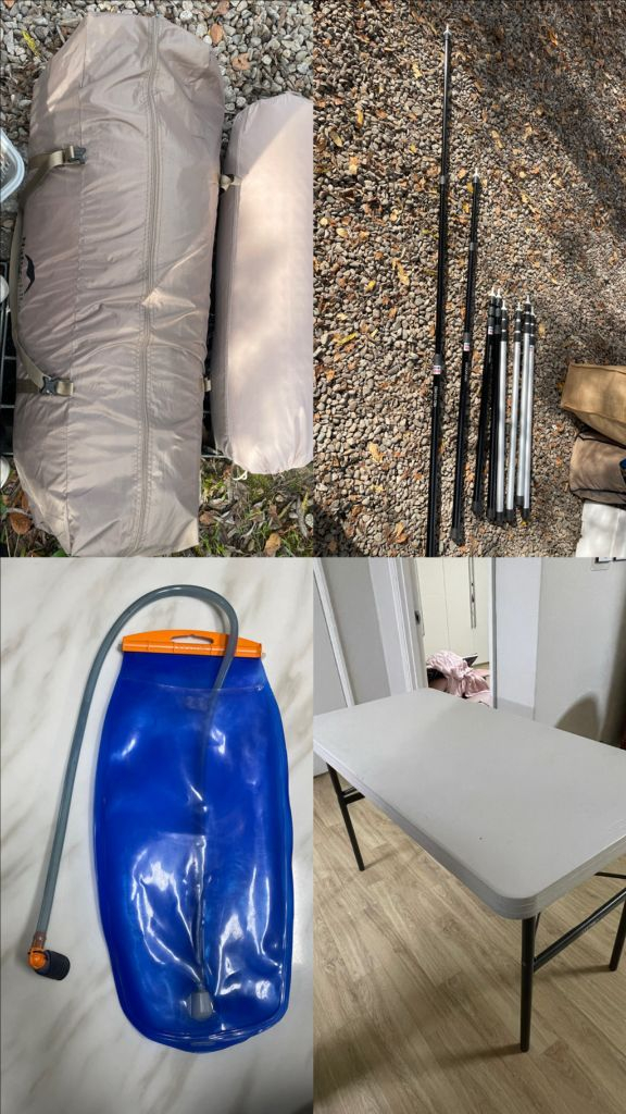 캠핑용품 일괄(텐트2개+윈드스크린타프+자충매트등등)--3