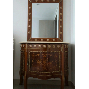 # 엔틱 이태리 원목 대리석 콘솔 거울 세트 협탁 수납장 장식장 화장대 서랍장