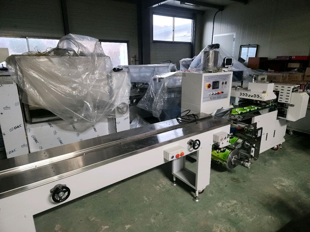 중고 국산 수평 삼면포장기 자동삼면포장기계 도미노열전사 장착형--1