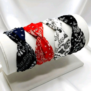 여성 페이즐리 반다나 머리띠 촬영용 새상품