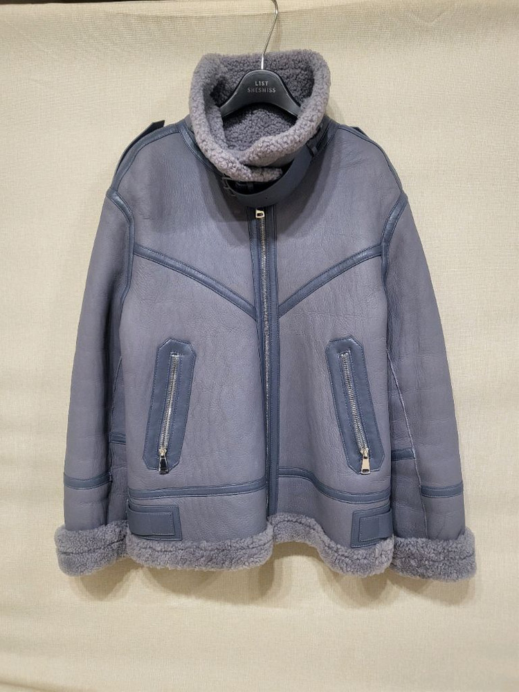 블루그레이 무스탕 시어링 자켓 점퍼 코트--0