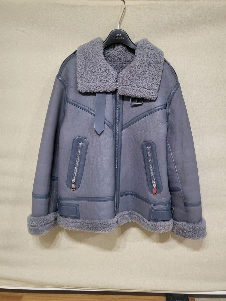 블루그레이 무스탕 시어링 자켓 점퍼 코트--1