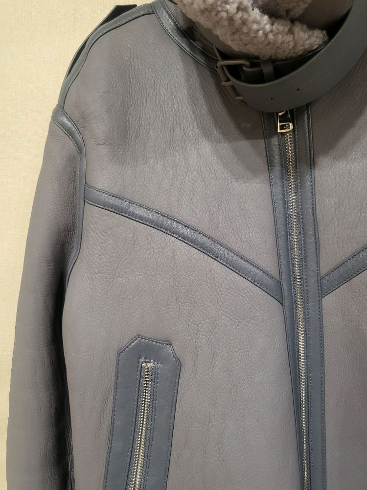 블루그레이 무스탕 시어링 자켓 점퍼 코트--4