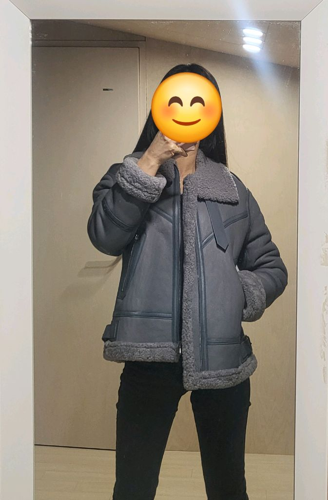 블루그레이 무스탕 시어링 자켓 점퍼 코트--7