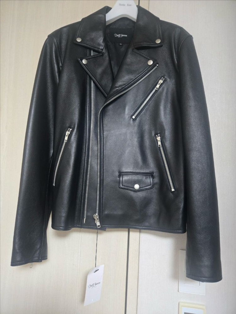 Doff Jason 블랙 라이더 가죽 자켓--6