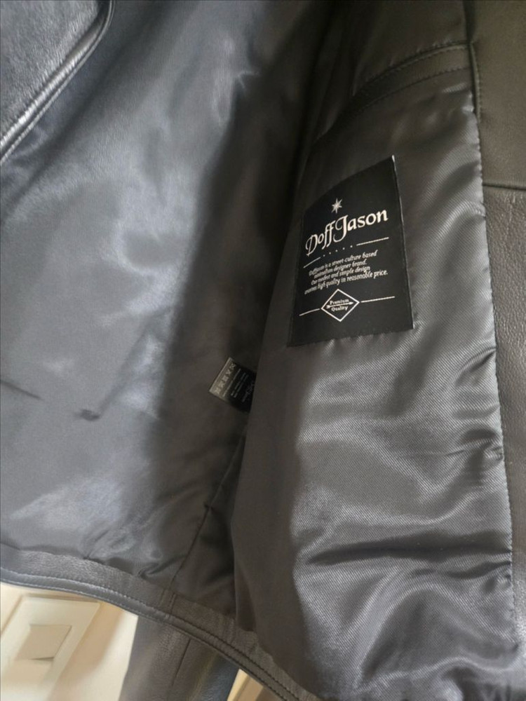 Doff Jason 블랙 라이더 가죽 자켓--10