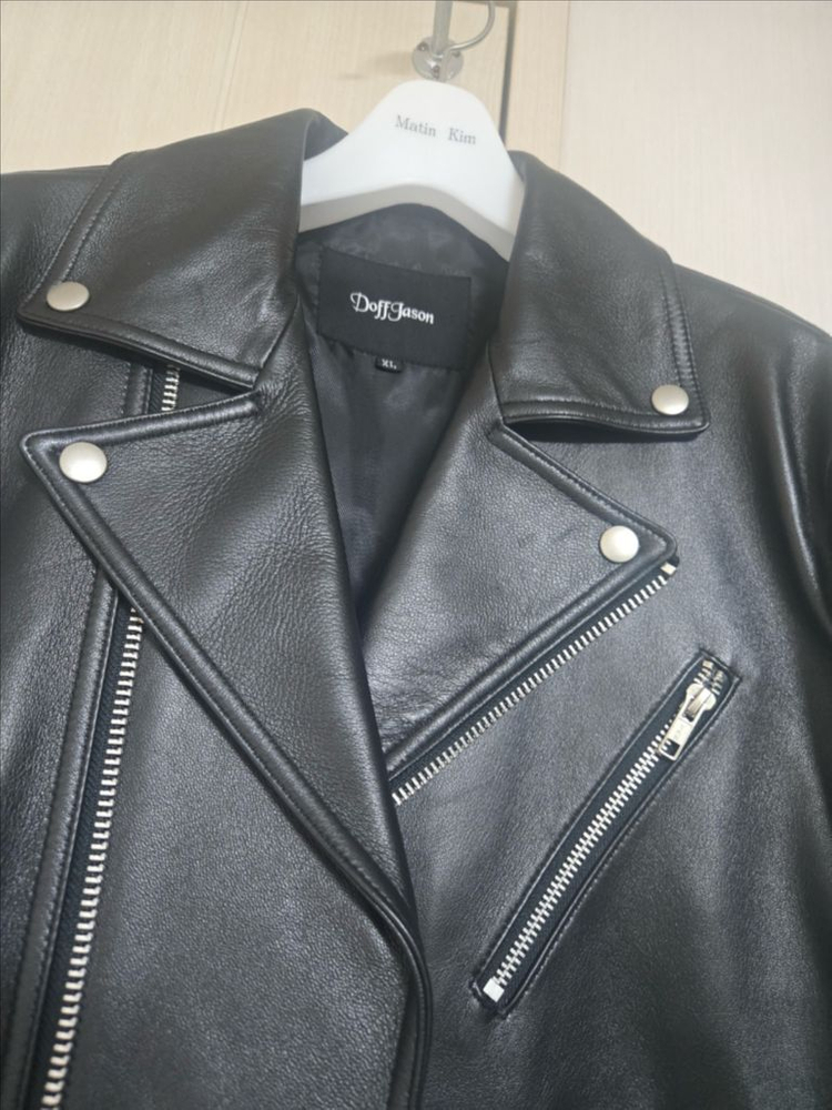 Doff Jason 블랙 라이더 가죽 자켓--2