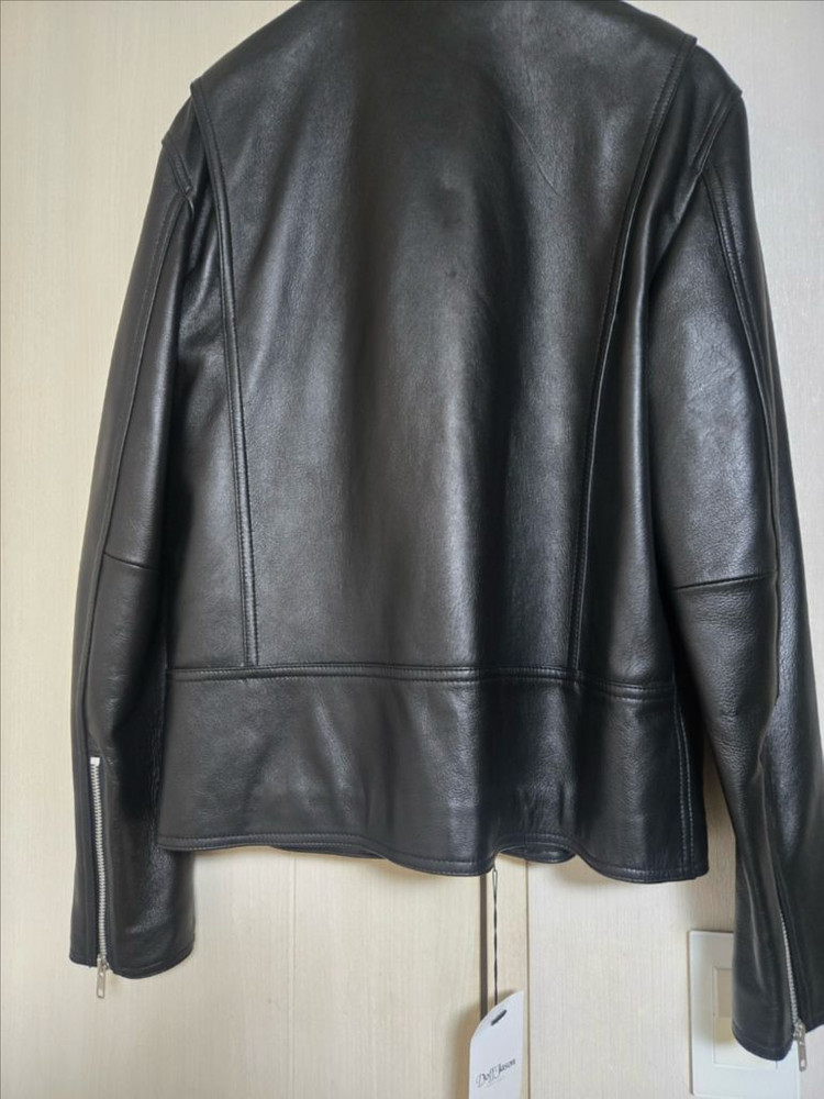 Doff Jason 블랙 라이더 가죽 자켓--3