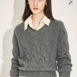 24FW MINE 케이블 브이넥 니트