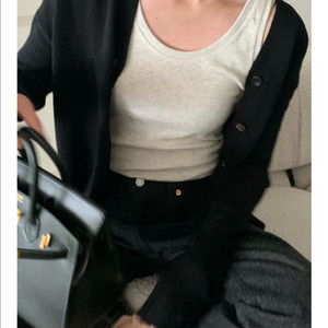 보웬 코튼 리브드 슬리브리스 탑