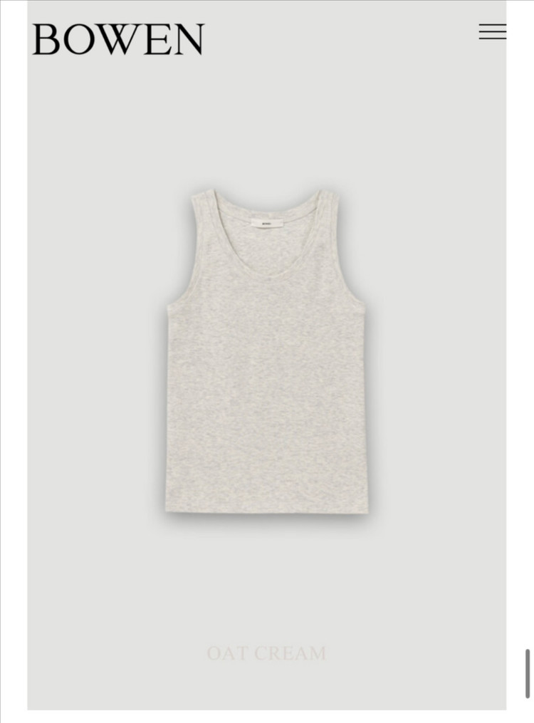 보웬 코튼 리브드 슬리브리스 탑--2