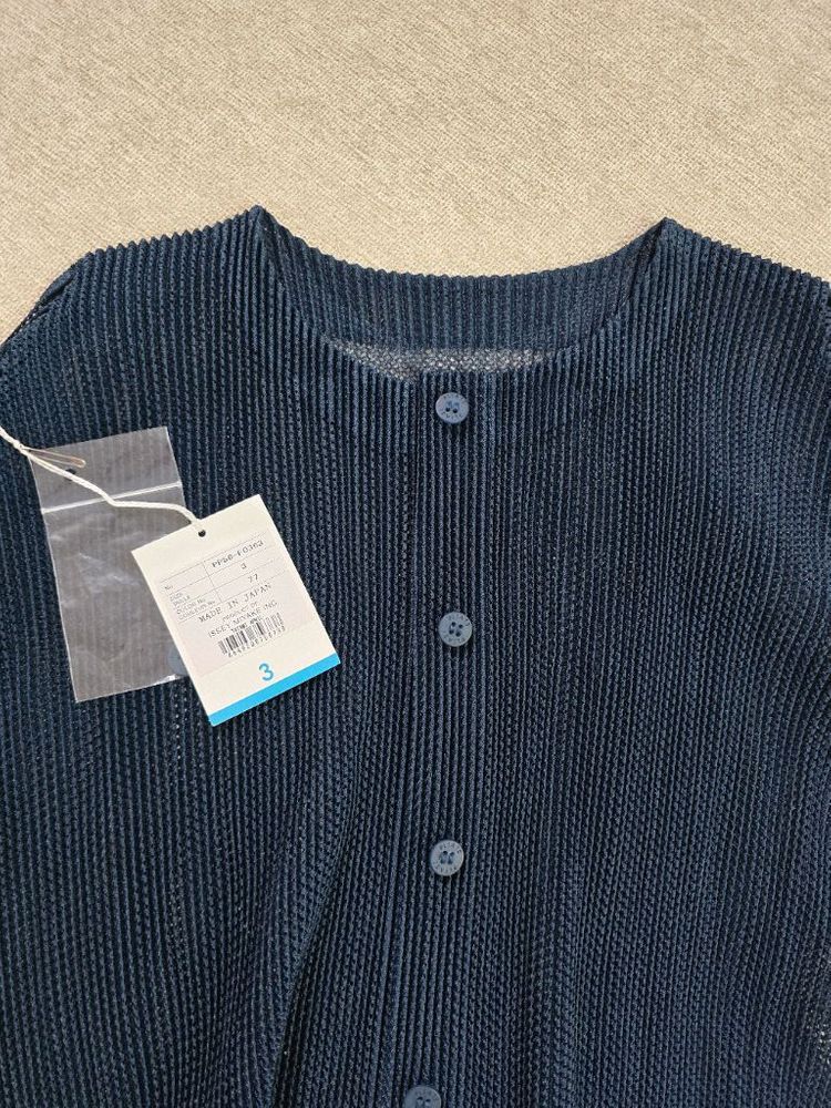 플리츠플리즈 타타미 가디건 그레이쉬네이비--5