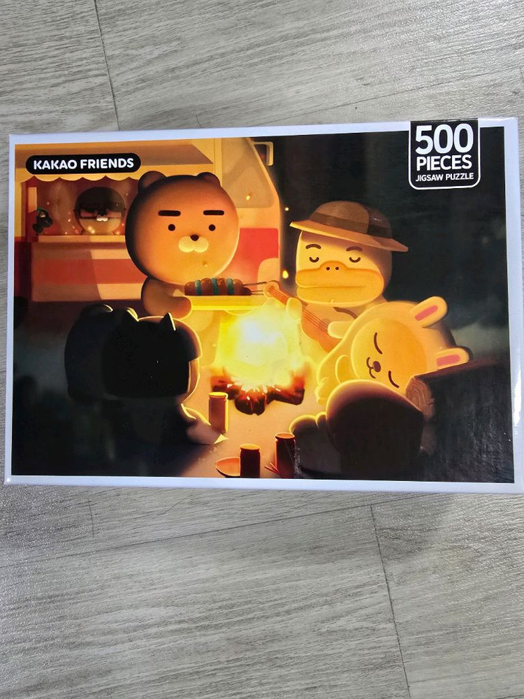 새제품)카카오프렌즈 직소 퍼즐 500 모닥불캠핑--0