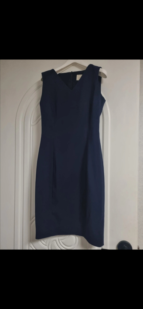 으네드레스 브이넥 민소매 원피스 네이비--2