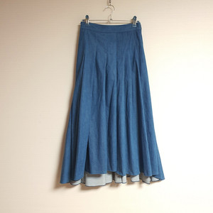 타임 time 한섬 아코디언 플리츠 데님 스커트 44 사이즈 정품 이미지