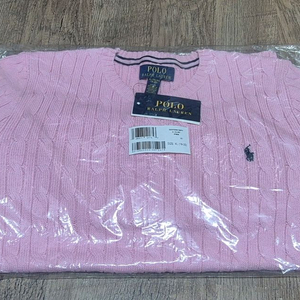 새상품)폴로랄프로렌 케이블니트 폴로 보이즈 XL. 딸기우유핑크. 성인여성 착용 강추 이미지