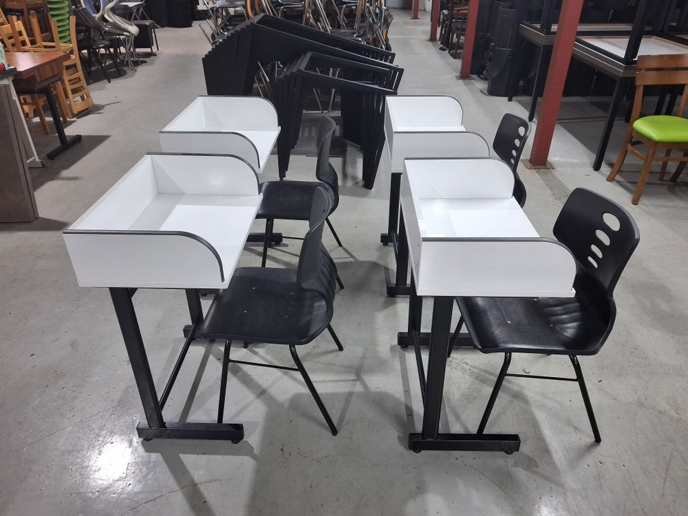 183번 가꿈책걸상 랩책상 칸막이 랩실책상 학원책상 의자 자습실 중고 독서실책상 이미지