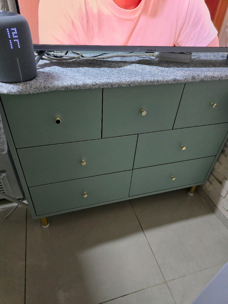 우드팜3단 와이드 서랍장 민트--2