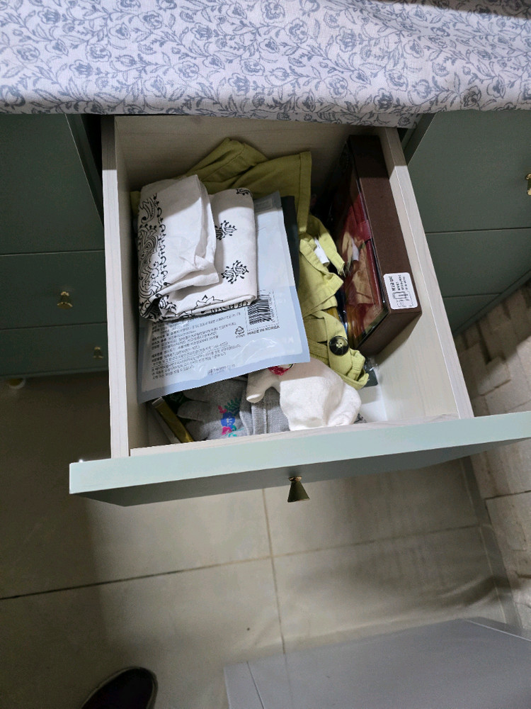 우드팜3단 와이드 서랍장 민트--4