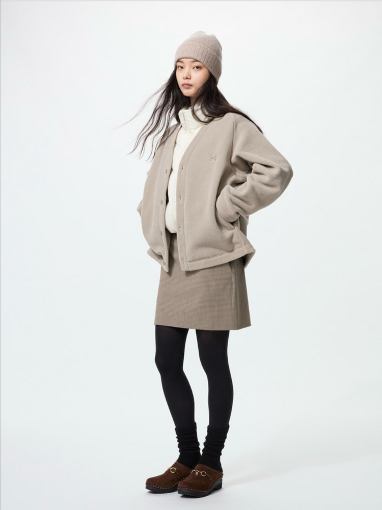 유니클로 니들스 콜라보 후리스오버사이즈 가디건 (베이지/L)--1