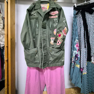 디젤 자수와팬 빈티지 워싱 야상.better 핑크데님