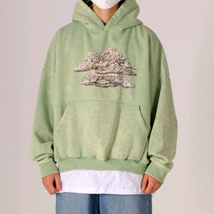 오버도우 (overnot) 클라우드 로고 민트 스노우 워싱 크롭후드