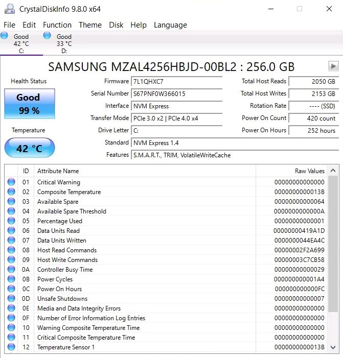 삼성 PM9B1 256GB NVMe SSD--1