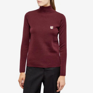 메종키츠네 폭스 헤드 터틀넥 니트 버건디 M