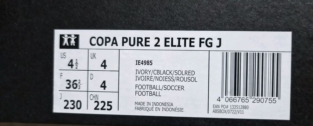 아디다스 유소년 코파 퓨어2 엘리트FG 축구화 230mm 이미지