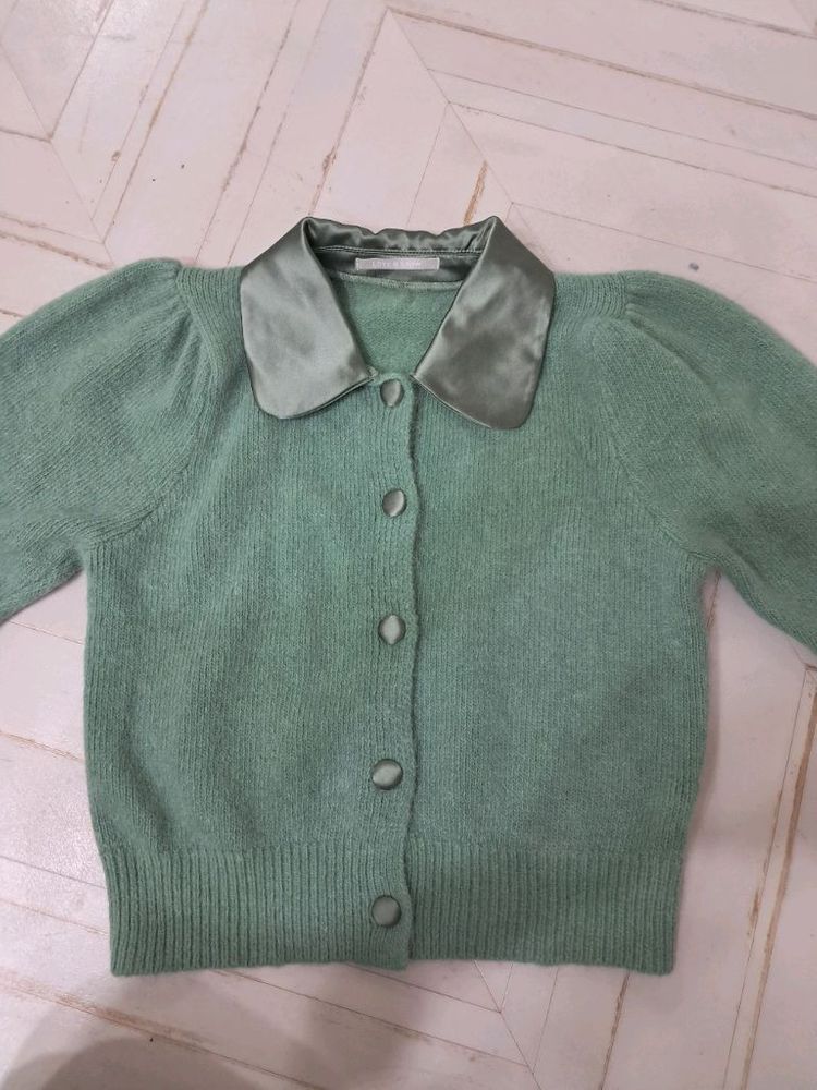 러브앤쇼 라운드 카라 가디건 그린 Free--2