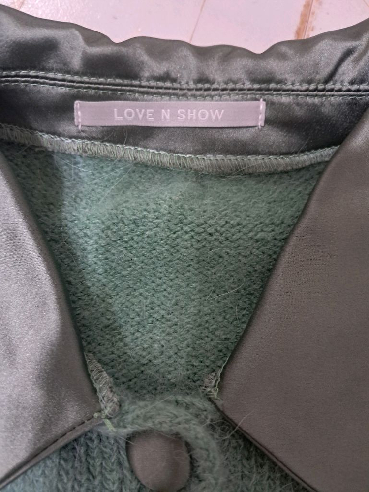 러브앤쇼 라운드 카라 가디건 그린 Free--3