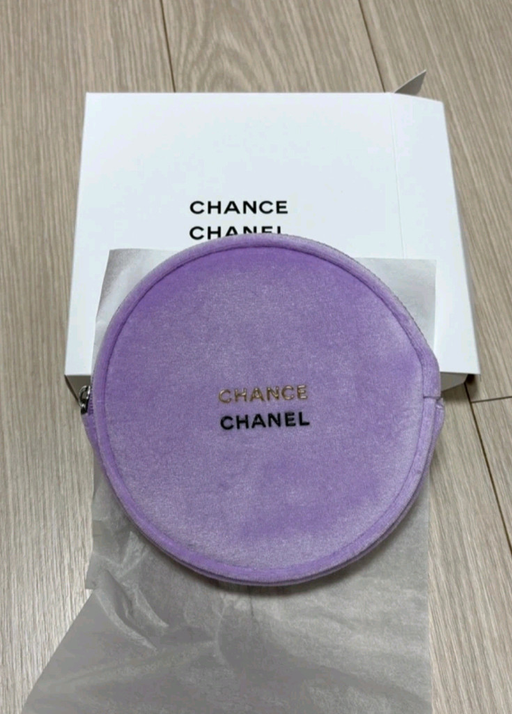샤넬 샹스 퍼플 라운드 파우치--0