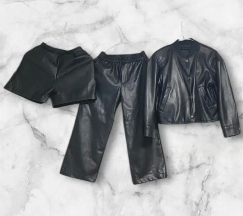 아동 옷 세트 가죽 자켓 반바지 긴바지 (사이즈 120~130정도)--0