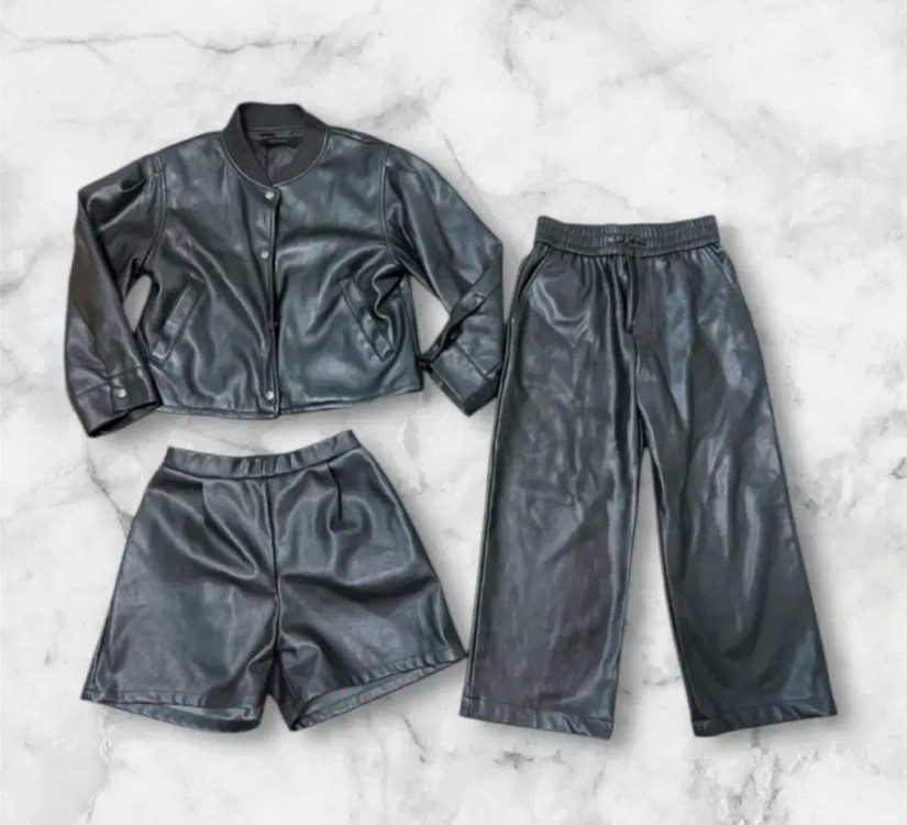 아동 옷 세트 가죽 자켓 반바지 긴바지 (사이즈 120~130정도)--1