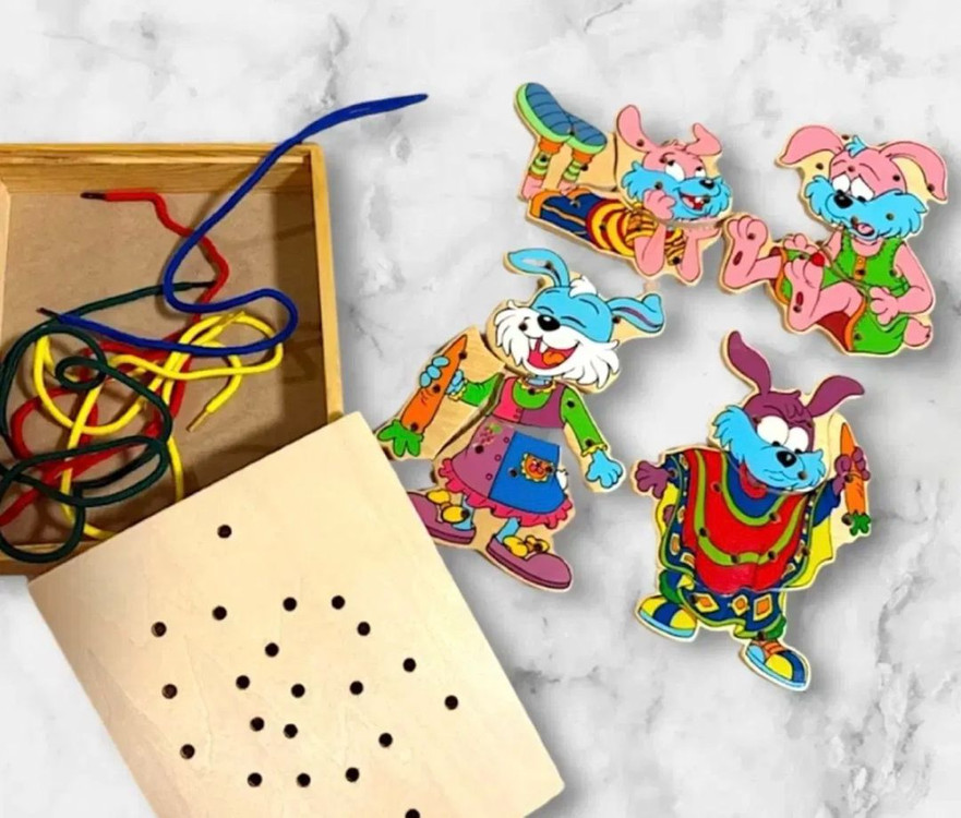 탑브라이트 토끼 꿰기 놀이 원목 교구 몬테소리 장난감 이미지