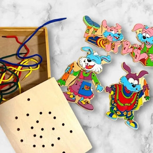 탑브라이트 토끼 꿰기 놀이 원목 교구 몬테소리 장난감 이미지