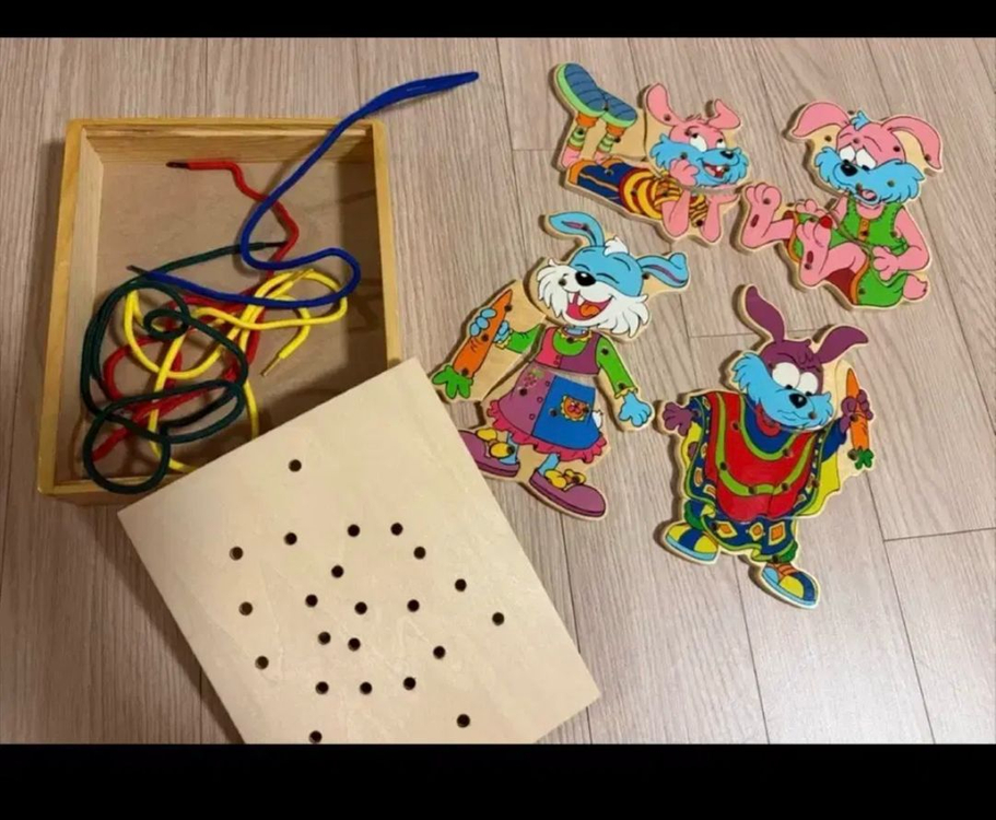 탑브라이트 토끼 꿰기 놀이 원목 교구 몬테소리 장난감 이미지