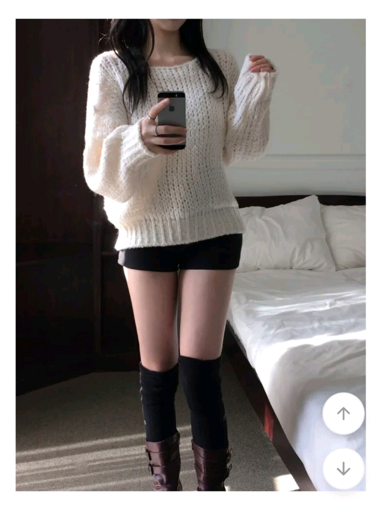 에이블리 알파카 나그랑 니트 보트넥 루즈핏 오버핏 박시 이미지