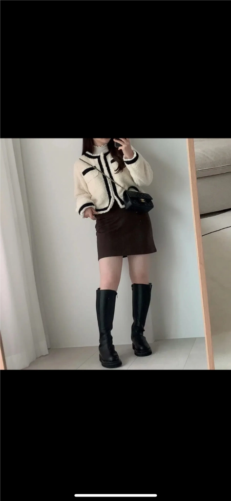 [F] 하비언니 물결 반폴라 스판 반팔 아이보리 이미지