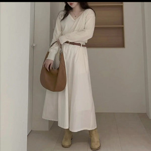 [F] 하비언니 A라인 플레어 뒷밴딩 롱스커트(벨트 set)