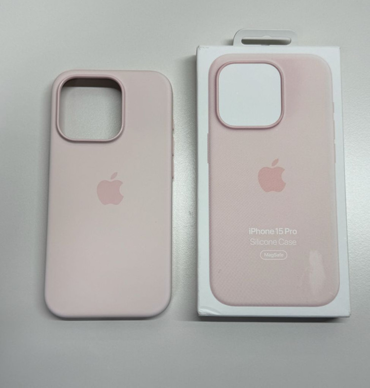 아이폰15프로 정품 실리콘케이스 라이트핑크--0