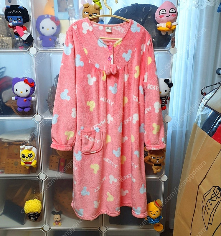 수면잠옷 (정품) 미키 미니 디즈니 여성 고급 밍크 원피스 풀세트 쓰리피스 잠옷 #완전새거# 이미지