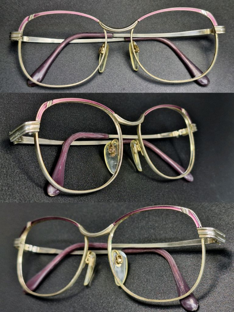 90s 일본 빈티지 메탈 엠보싱 퍼플 브로우 디자인 안경테/수입 패션 클래식 레트로 y2k 아이웨어 하우스 앤틱 이미지