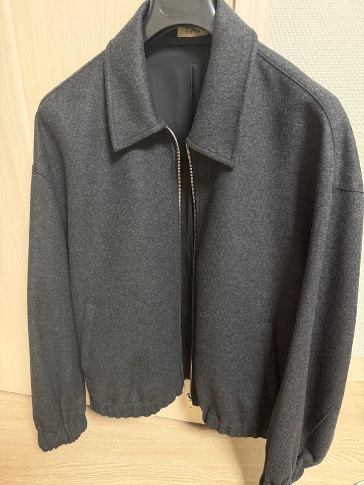 시스템옴므 크롭 블루종 자켓 차콜--0