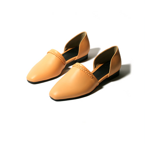 마리링고 소가죽 사이드오픈 플랫슈즈 베이지 230