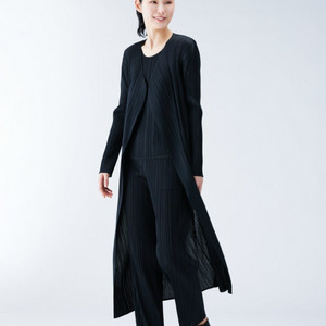 플리츠플리즈 베이직 롱 가디건 블랙 3사이즈