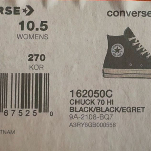 컨버스 척 테일러 올스타 70HI 블랙 270사이즈