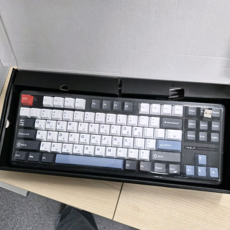 AULA F87 Pro 독거미 유무선 기계식 키보드 한글 인디고 블랙 LEOBOG 회목축 V4--3