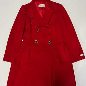 여성 한섬 SJSJ 핸드메이드 보석 단추 앙고라 울 코트 레드 55 이미지