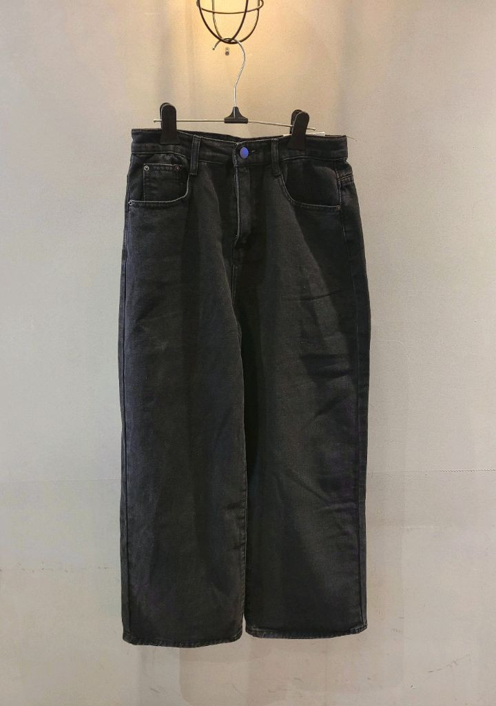 여성)흑청 와이드 데님 팬츠(새상품 27)--0